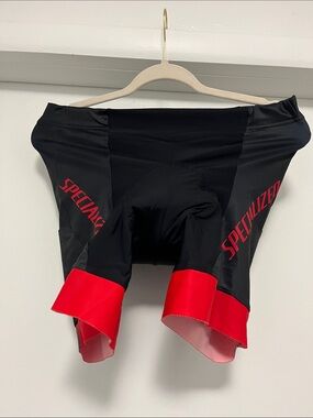 Specialized Black Cycling Bib Shorts with Red Cuffs